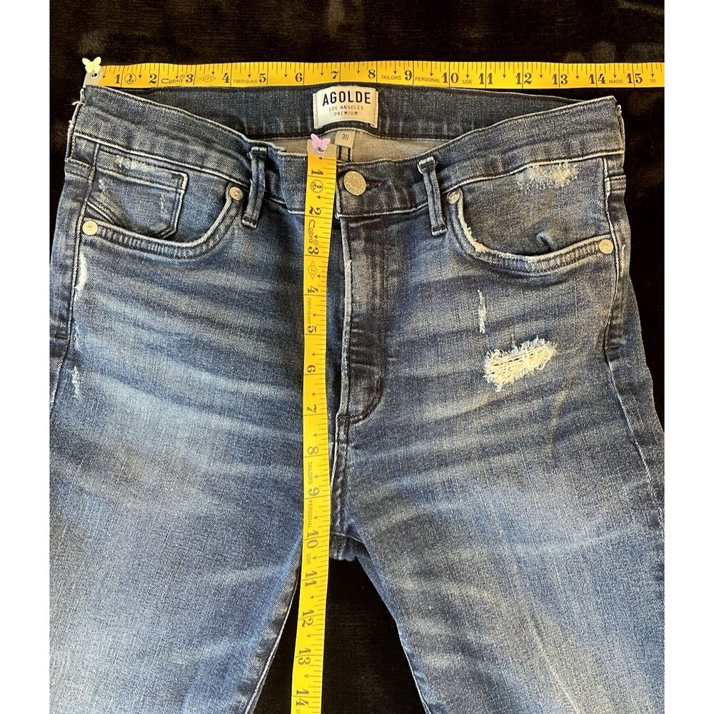 Agolde NEW womens distressed raw hem premium jeans 5-pocket size 30 - Picture 5 of 10